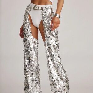 12th Tribe Silver Sequin Chaps- Sz. M